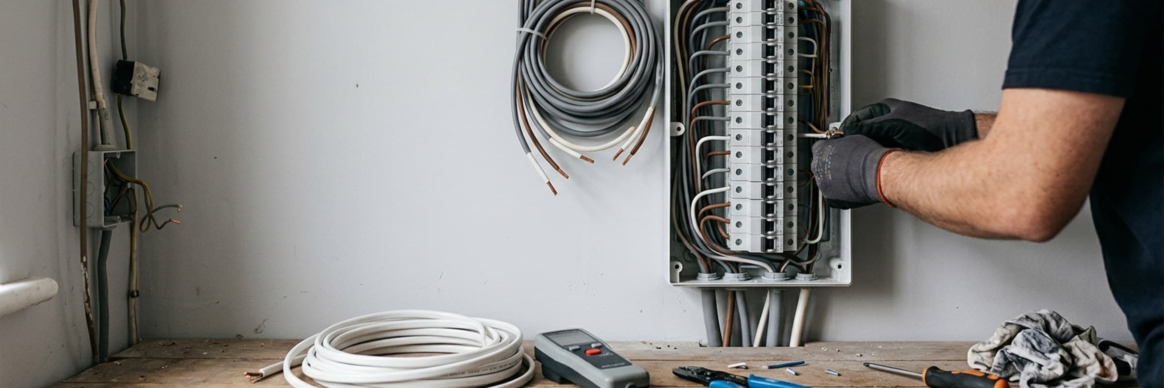 Electrical work on a job in daylight