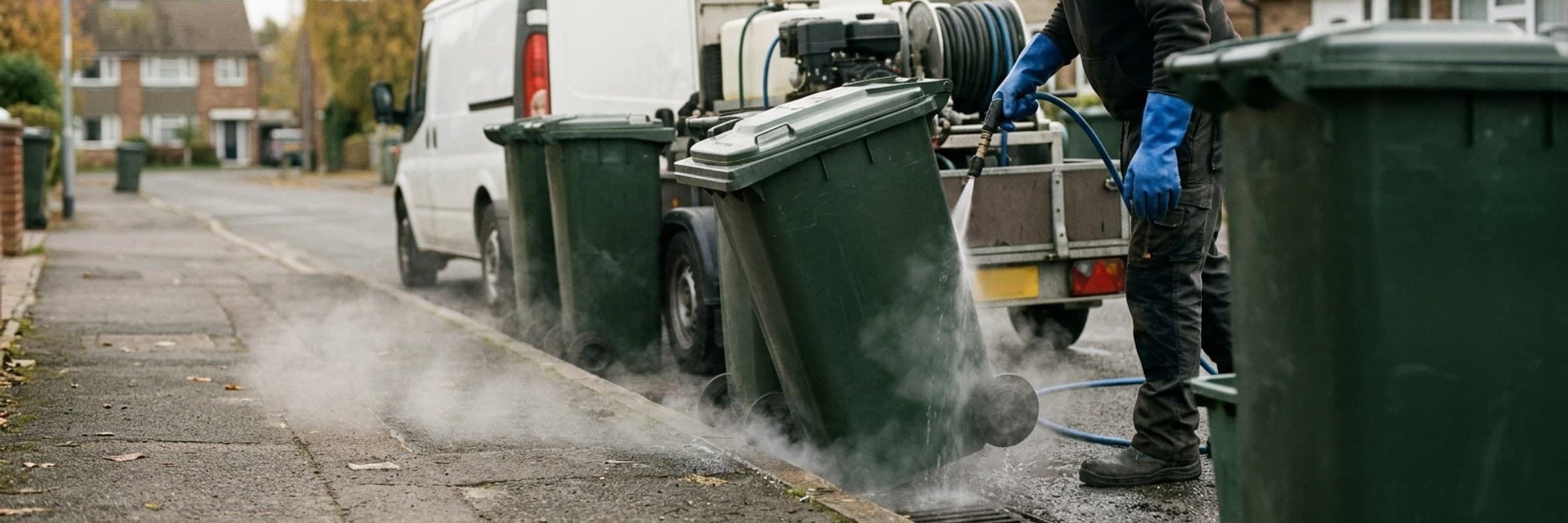 Bin cleaning work on a job in daylight