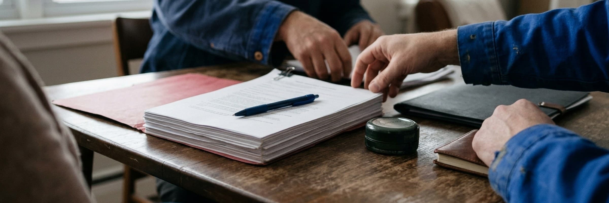 Notary work on a job in daylight
