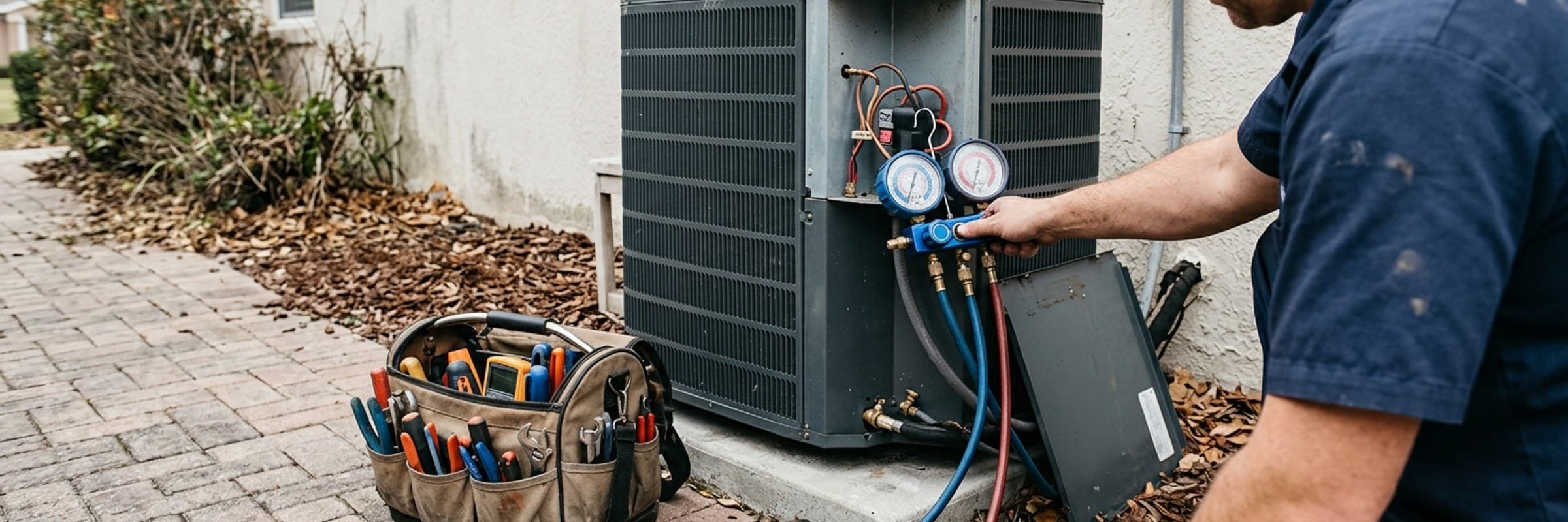 HVAC work on a job in daylight