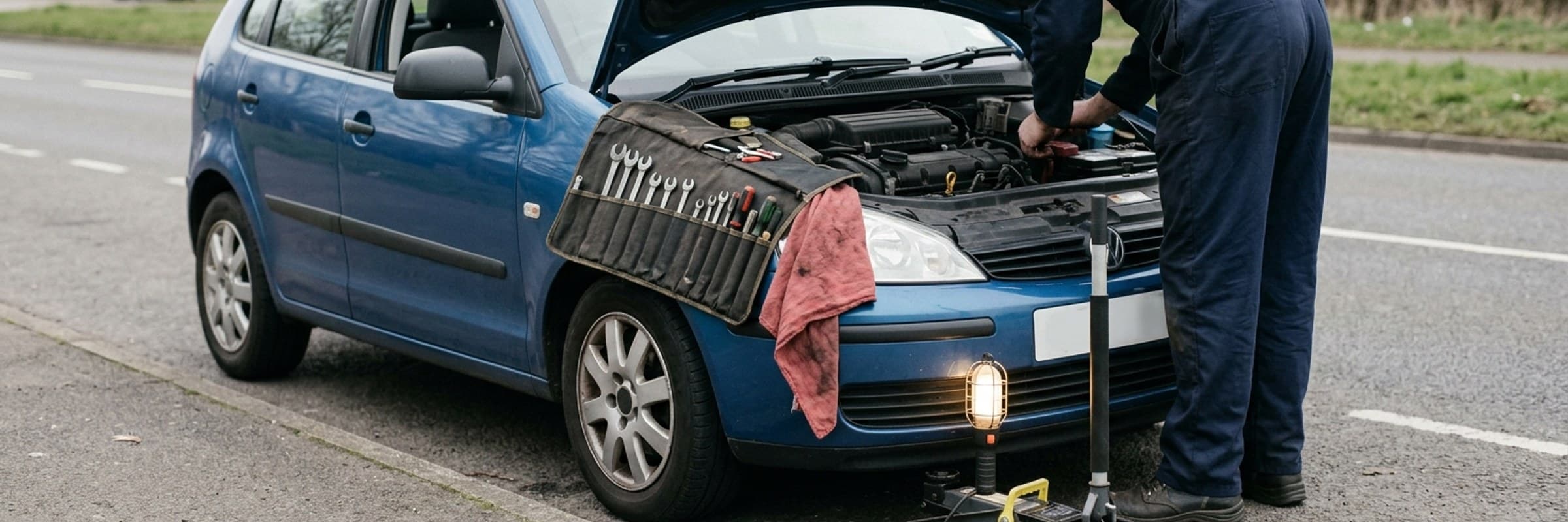 Mobile repair work on a job in daylight
