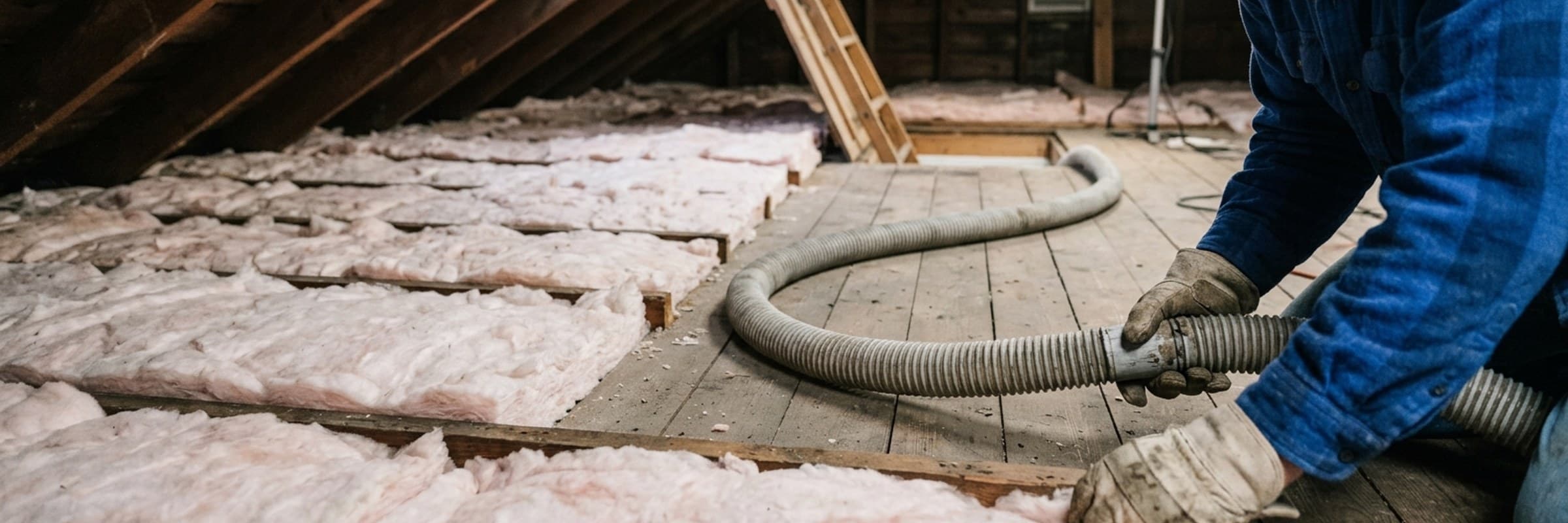 Insulation work on a job in daylight