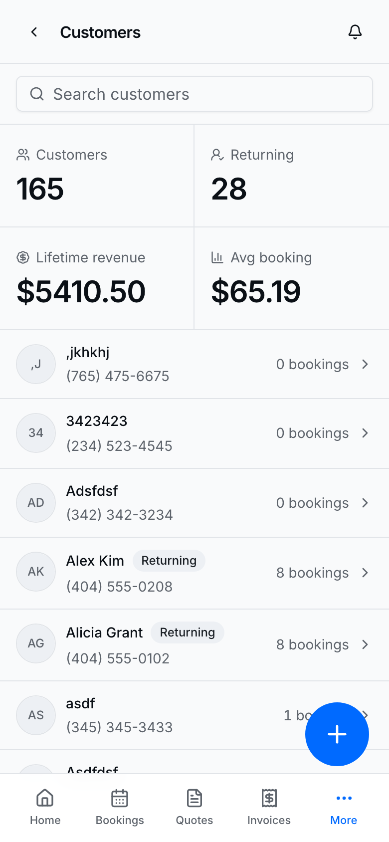 Customers list with people you already work with